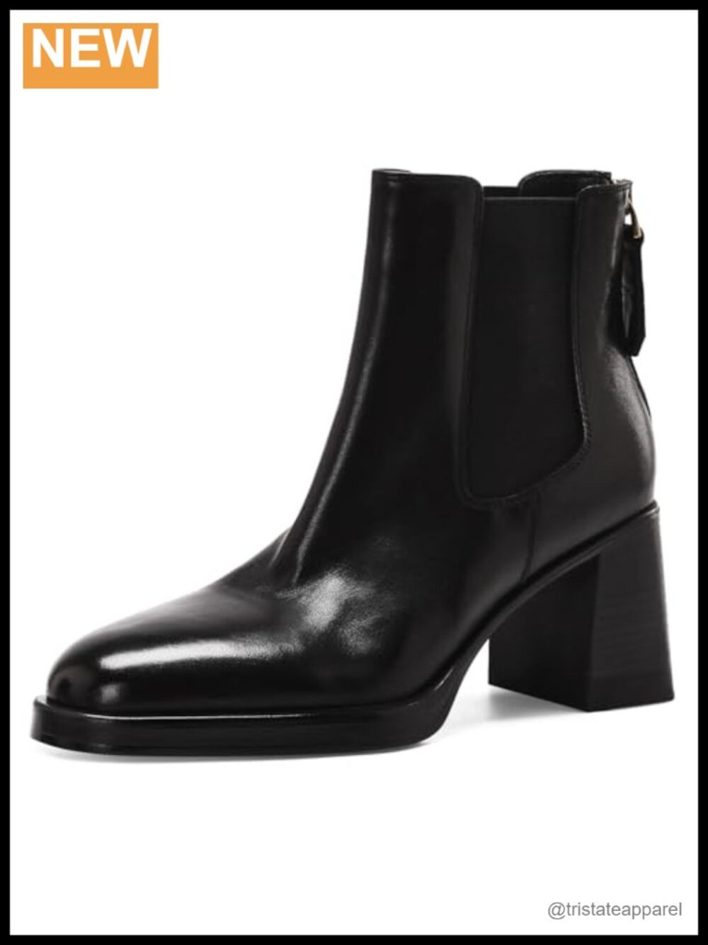Genuine Leather Ankle Boots for Women Round Toe Elastic Fall Booties Chunky